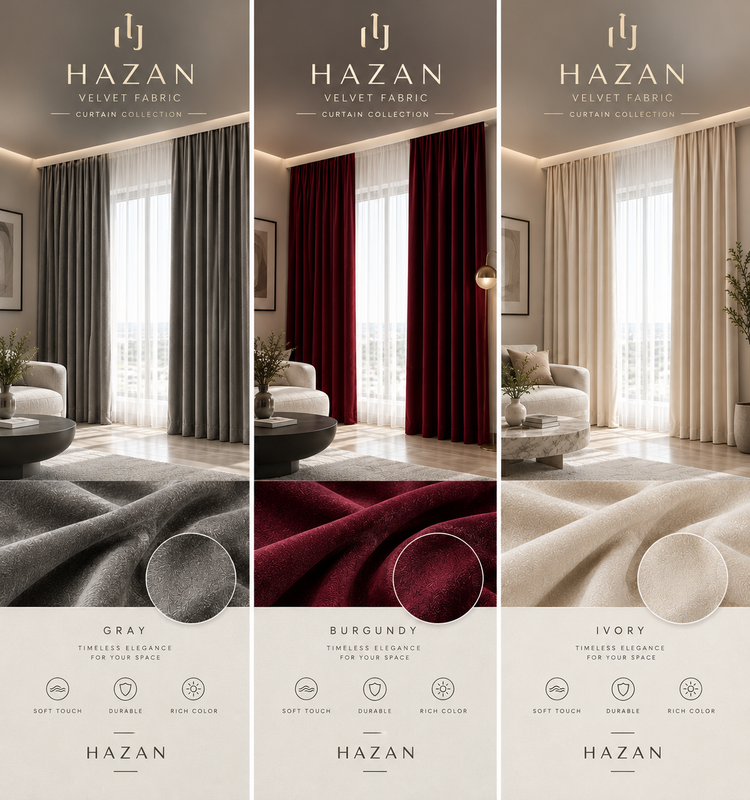 پارچه پرده مخمل هازان عرض ۳متر